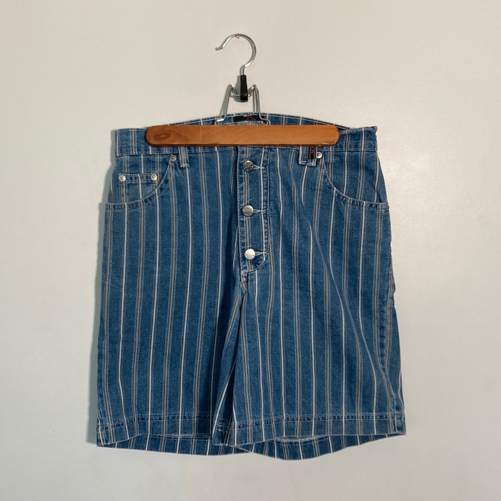 Sasson Pinstripe buttonfly denim shorts